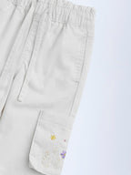 HOP Kids Off-White Embroidered Mid-Rise Cotton Joggers