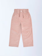 HOP Kids Dusty Rose High-Rise Cotton-Blend Trousers