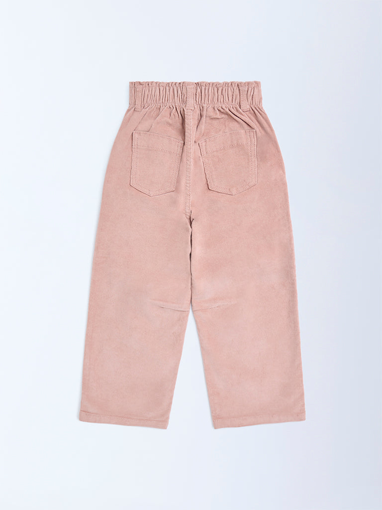 HOP Kids Dusty Rose High-Rise Cotton-Blend Trousers