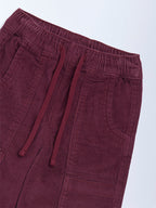 HOP Kids Wine Mid-Rise Cotton-Blend Corduroy Joggers