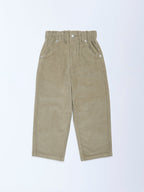 HOP Kids Light Olive Paperbag-Waist Corduroy Trousers