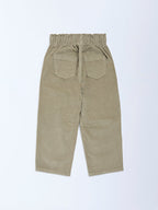 HOP Kids Light Olive Paperbag-Waist Corduroy Trousers