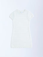 HOP Kids White Knitted Bodycon Dress