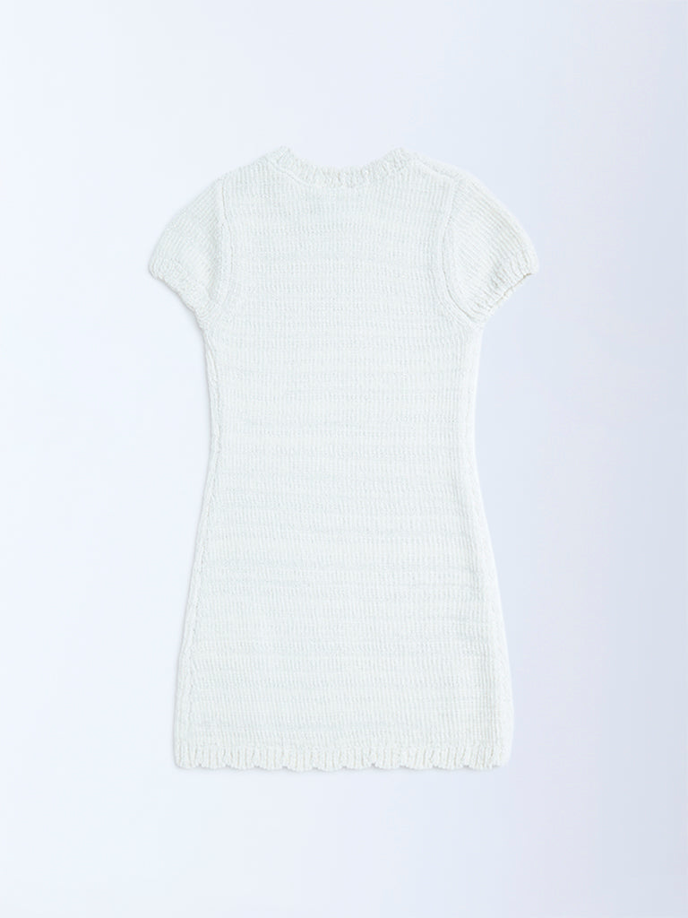 HOP Kids White Knitted Bodycon Dress