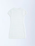 HOP Kids White Knitted Bodycon Dress