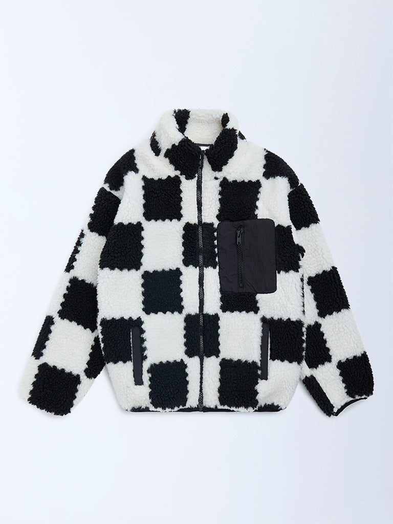 Y&F Kids Black and White Fleece Jacket