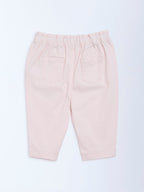 HOP Baby Pink Solid High-Rise Cotton-Blend Pants