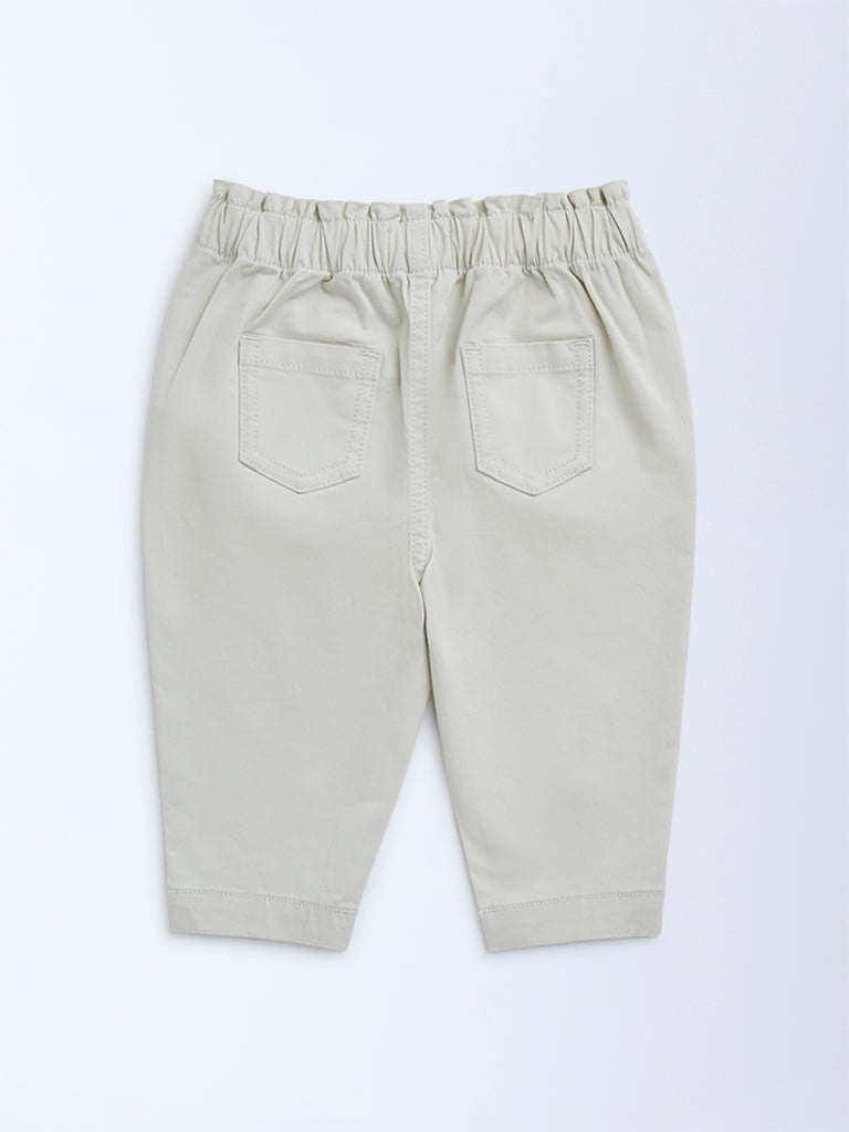 HOP Baby Beige High-Rise Cotton-Blend Pants