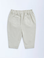 HOP Baby Beige High-Rise Cotton-Blend Pants