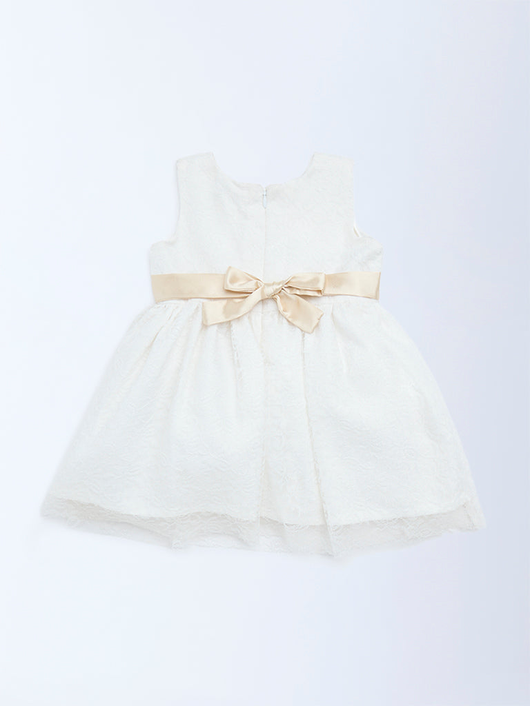 HOP Baby White Lace Detailed Fit-and-Flare Dress