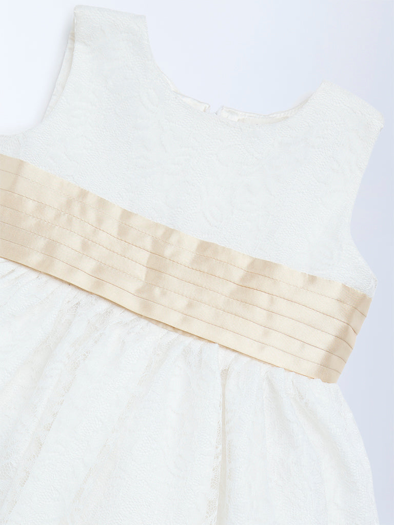 HOP Baby White Lace Detailed Fit-and-Flare Dress