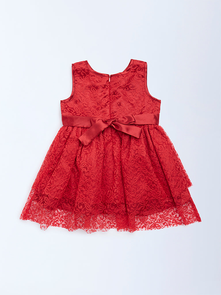 HOP Baby Red Lace Detailed Party Dress