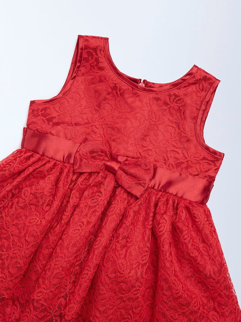 HOP Baby Red Lace Detailed Party Dress