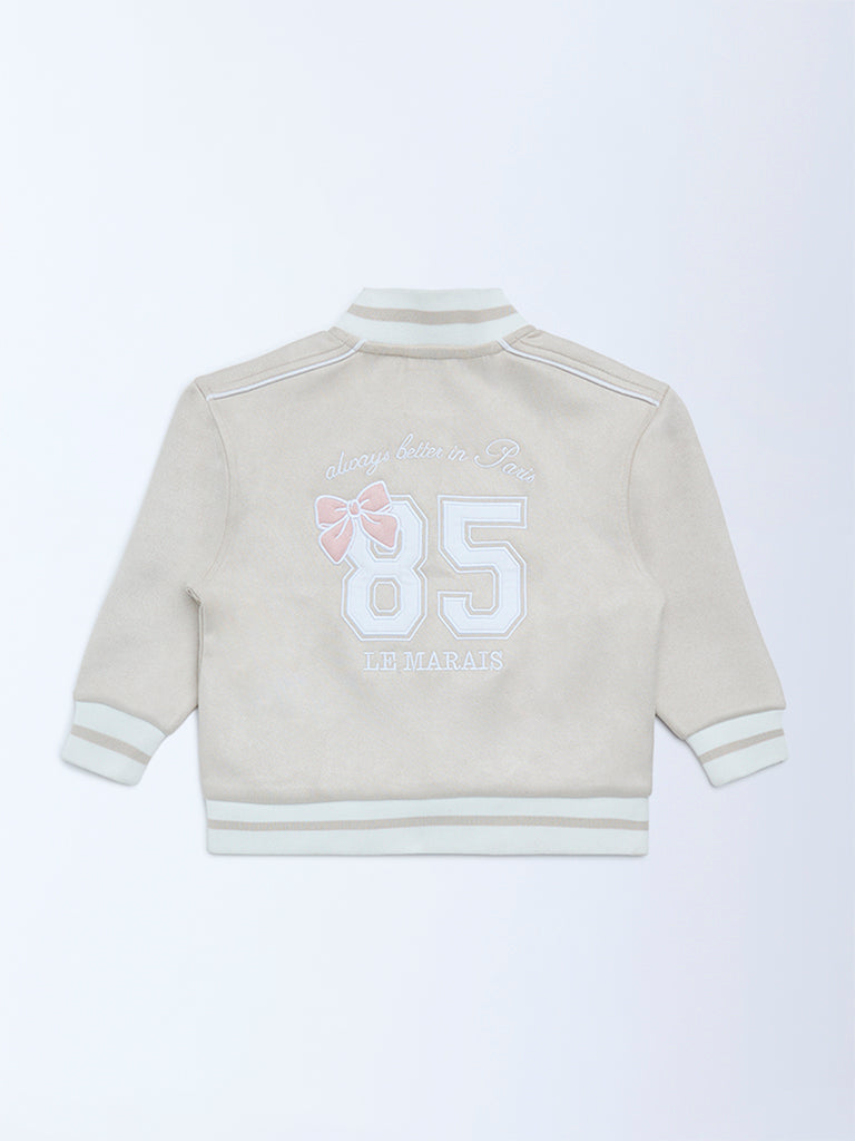 HOP Kids Beige Bow Design Jacket