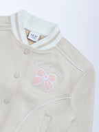 HOP Kids Beige Bow Design Jacket