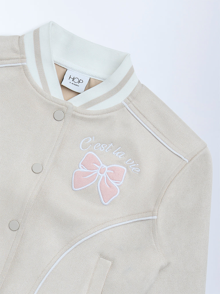 HOP Kids Beige Bow Design Jacket