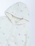 HOP Kids Off-White Floral Embroidered Hooded Jacket