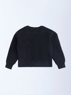 HOP Kids Black Cable-Knitted Pearlescent Sweater