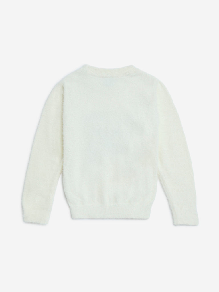 HOP Kids White Teddy Design Sweater