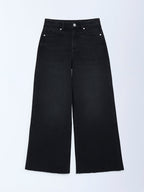 Y&F Kids Black Wide-Leg High-Rise Jeans