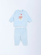 HOP Baby Blue Christmas-Themed Sweatshirt and Pants Set