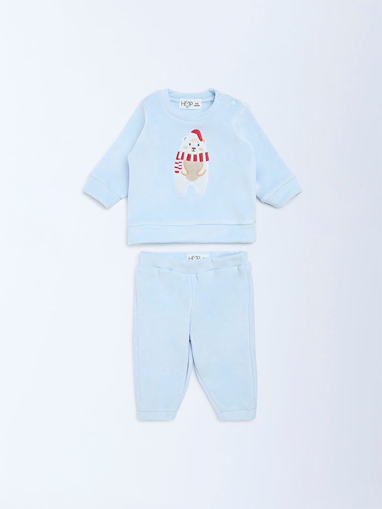 HOP Baby Blue Christmas-Themed Sweatshirt and Pants Set