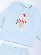 HOP Baby Blue Christmas-Themed Sweatshirt and Pants Set