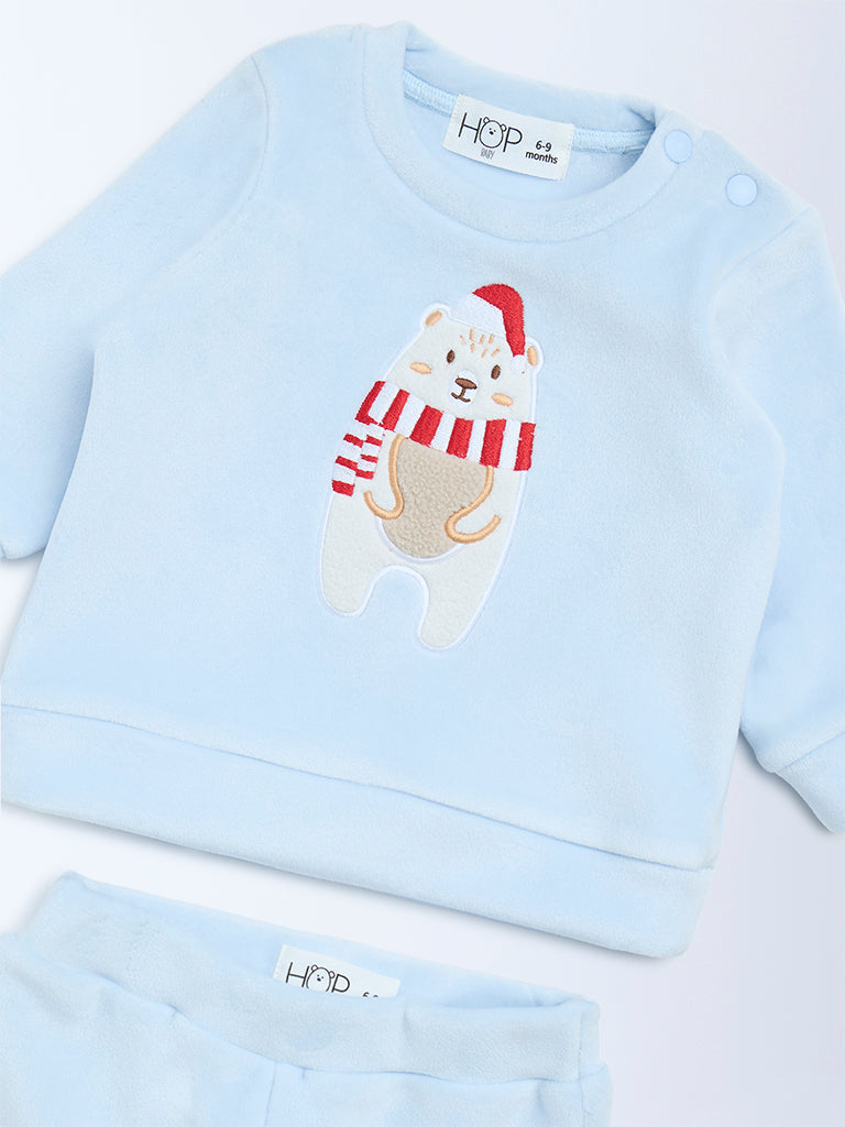 HOP Baby Blue Christmas-Themed Sweatshirt and Pants Set