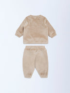 HOP Baby Beige Christmas-Themed Sweatshirt and Pants Set