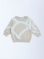 HOP Baby Beige Animal Design Cotton Sweater