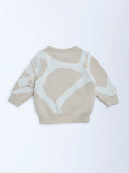 HOP Baby Beige Animal Design Cotton Sweater