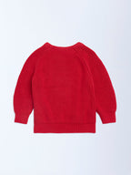 HOP Baby Red Animal Cotton Embroidered Sweater