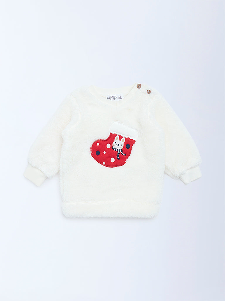 HOP Baby White Christmas-Inspired Fur Sweater