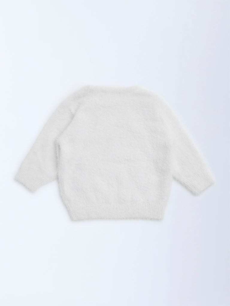 HOP Baby White Bunny Design Sweater