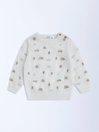 HOP Baby Off-White Embroidered Sweater