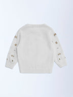 HOP Baby Off-White Embroidered Sweater