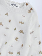 HOP Baby Off-White Embroidered Sweater