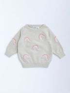 HOP Baby Beige Rainbow Design Cotton Sweater