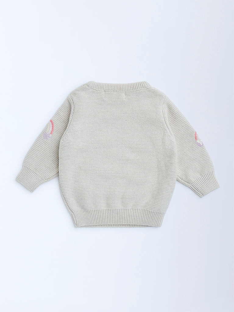 HOP Baby Beige Rainbow Design Cotton Sweater