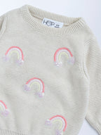 HOP Baby Beige Rainbow Design Cotton Sweater