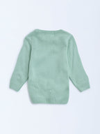 HOP Baby Light Green Embroidered Sweater