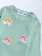 HOP Baby Light Green Embroidered Sweater
