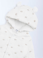 HOP Baby White Embroidered Cotton Hooded Sweater
