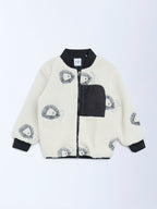 HOP Kids Off-White Animal Design Fleece Jacket