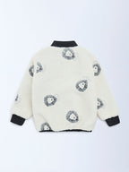 HOP Kids Off-White Animal Design Fleece Jacket
