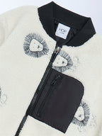 HOP Kids Off-White Animal Design Fleece Jacket
