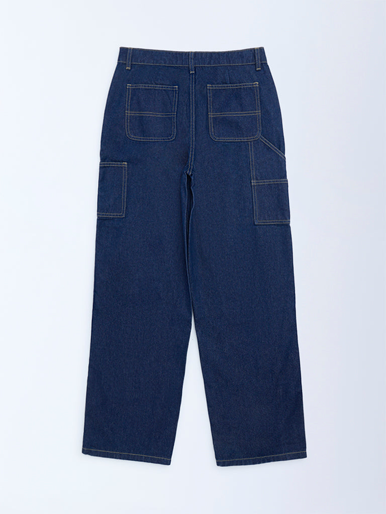 Y&F Kids Indigo Mid-Rise Relaxed-Fit Jeans