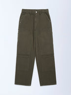 Y&F Kids Olive Relaxed-Fit Mid-Rise Jeans