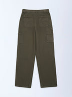 Y&F Kids Olive Relaxed-Fit Mid-Rise Jeans