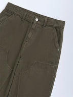 Y&F Kids Olive Relaxed-Fit Mid-Rise Jeans